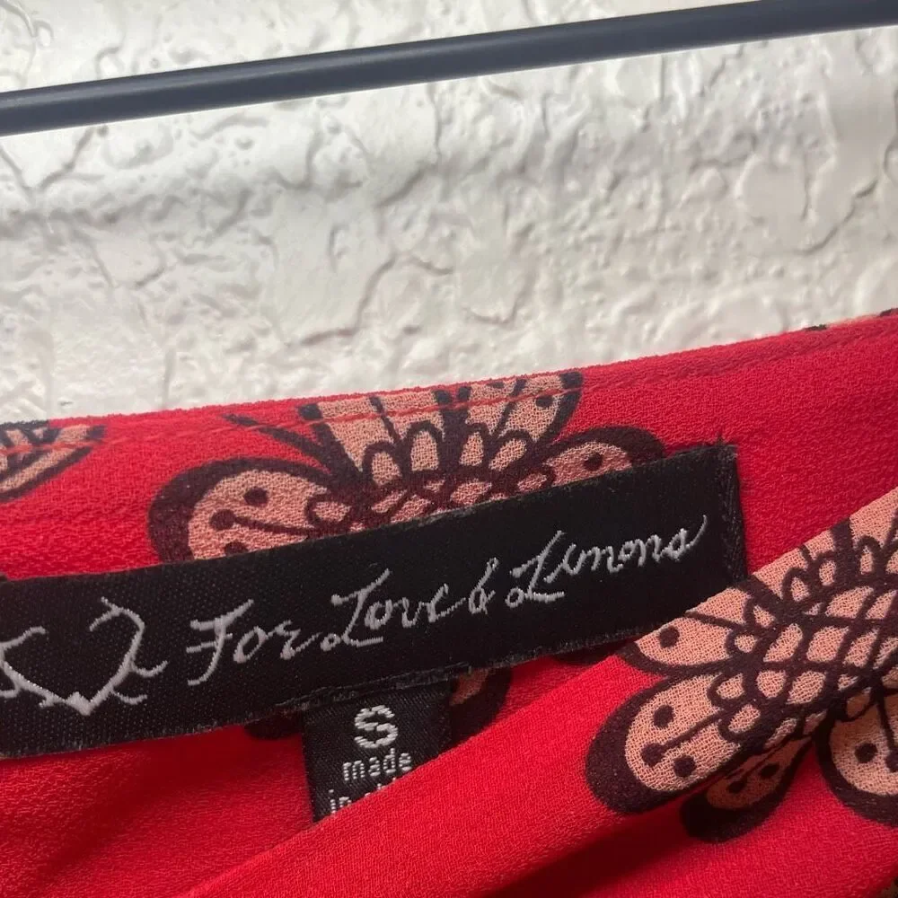 For Love And Lemons Country Western Asymmetrical Red Floral Pia Midi Skirt Size - Picture 8 of 11